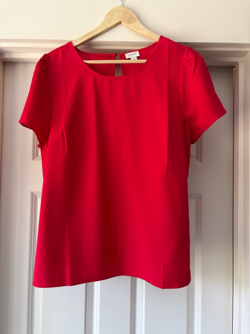 J. Crew Factory Women's Red Short Sleeve Blouse NWOT